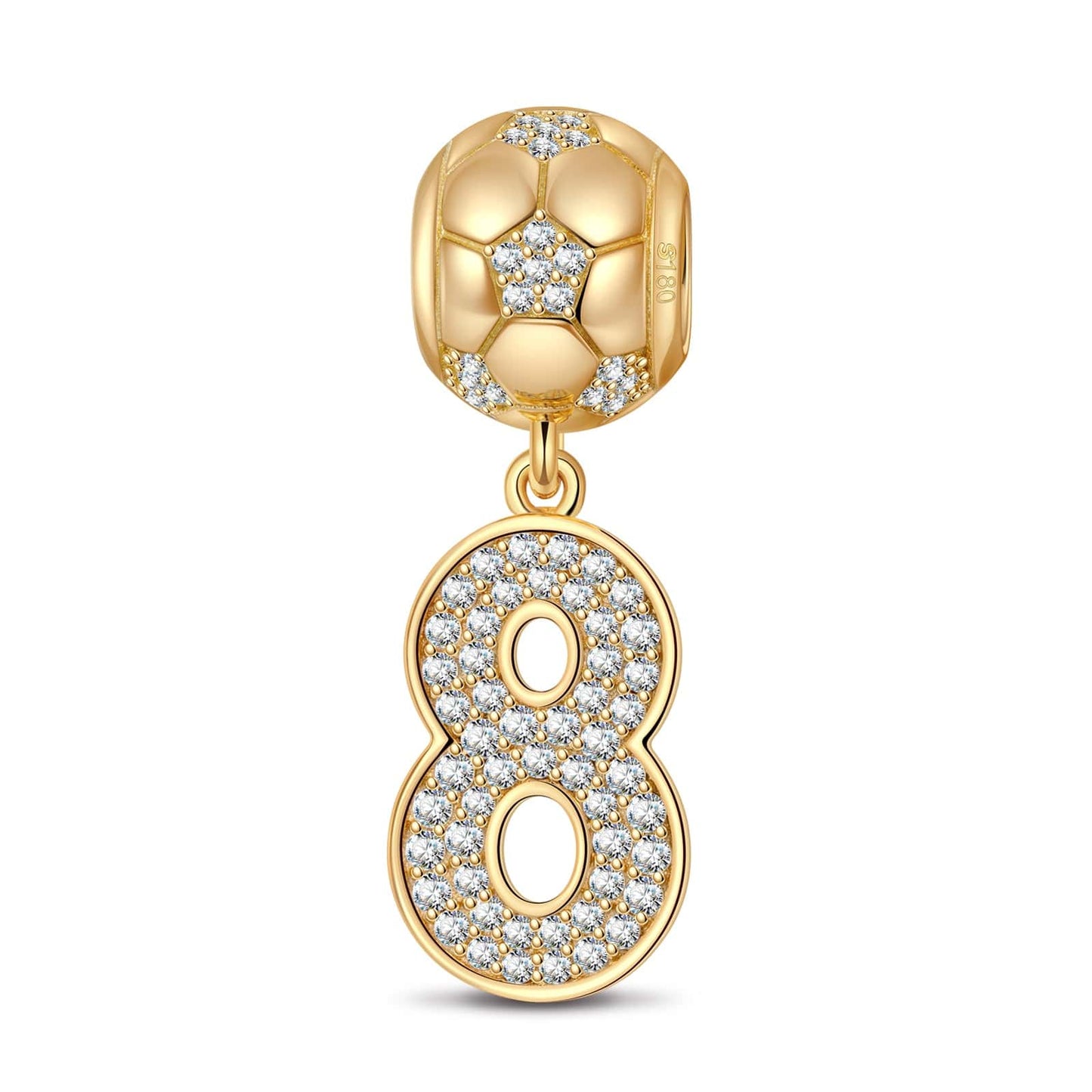 Number Eight Tarnish-resistant Silver Charms In 14K Gold Plated