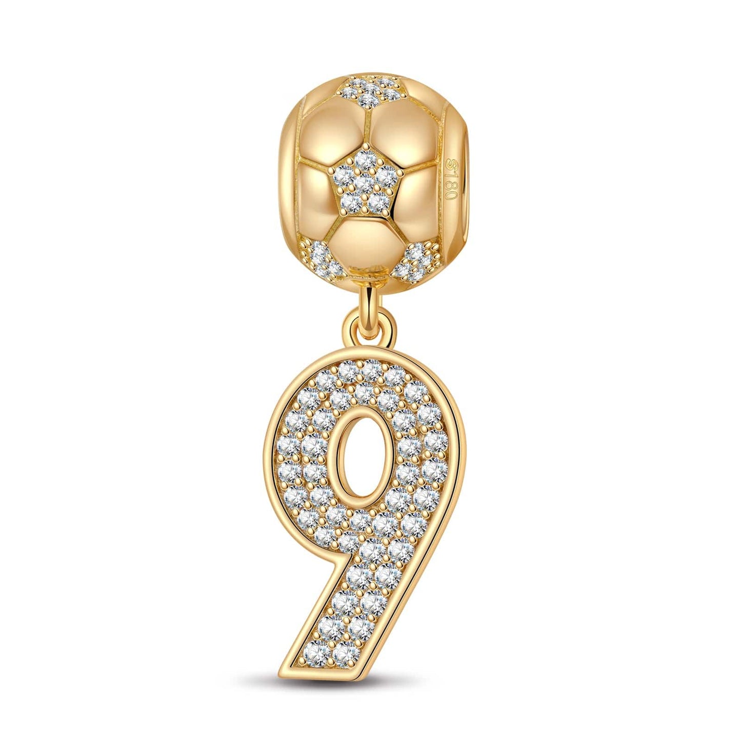 Number Nine Tarnish-resistant Silver Charms In 14K Gold Plated