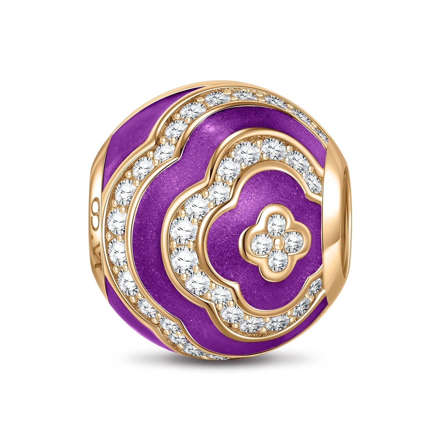 Purple Lucky Surround Tarnish-resistant Silver Charms With Enamel In 14K Gold Plated