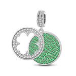 Green Form And Shadow Tarnish-resistant Silver Dangle Charms In White Gold Plated