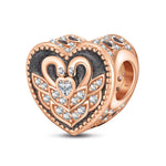 Swan's Love Tarnish-resistant Silver Charms With Enamel In Rose Gold Plated