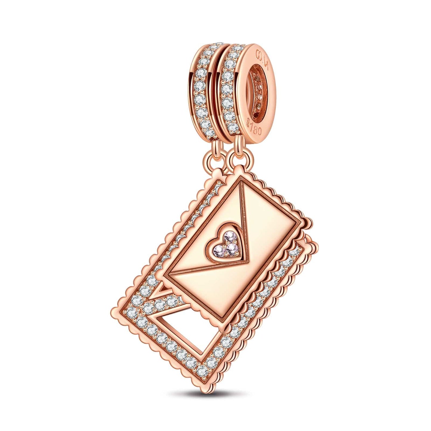 Love Letter Tarnish-resistant Silver Dangle Charms In Rose Gold Plated