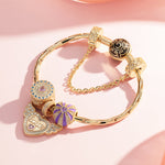 Purple Glow of Love Tarnish-resistant Silver Charms With Enamel In 14K Gold Plated