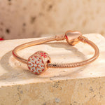 Prosperous Flowers Tarnish-resistant Silver Charms With Enamel In Rose Gold Plated