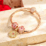 Encounter Luck Tarnish-resistant Silver Charms With Enamel In Rose Gold Plated