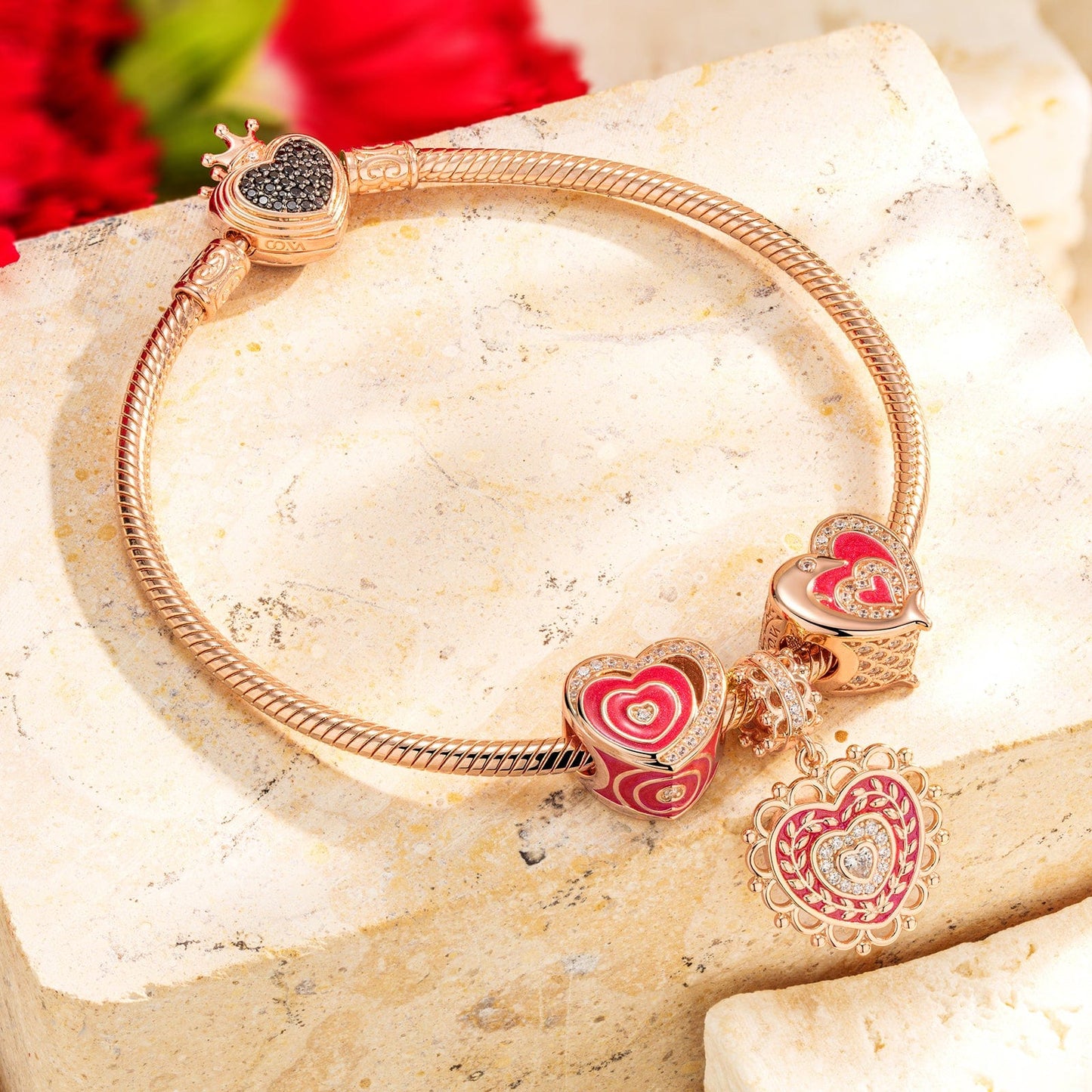 Guardian Tarnish-resistant Silver Charms With Enamel In Rose Gold Plated