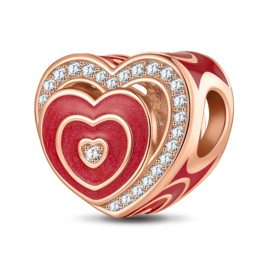 gon- Heart To Heart Tarnish-resistant Silver Charms With Enamel In Rose Gold Plated