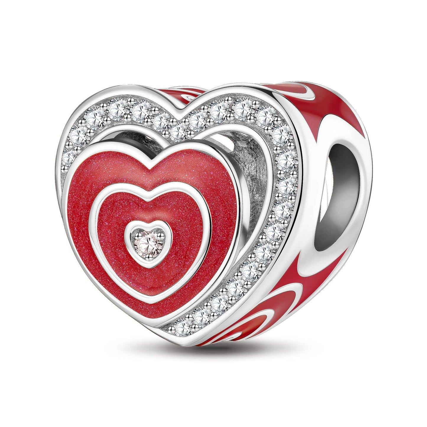 Heart To Heart Tarnish-resistant Silver Charms With Enamel In White Gold Plated