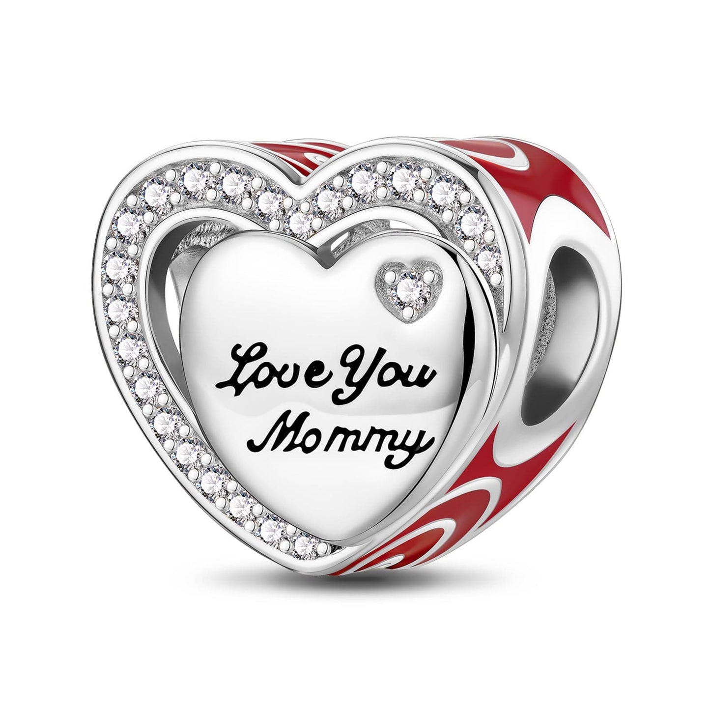 Heart To Heart Tarnish-resistant Silver Charms With Enamel In White Gold Plated