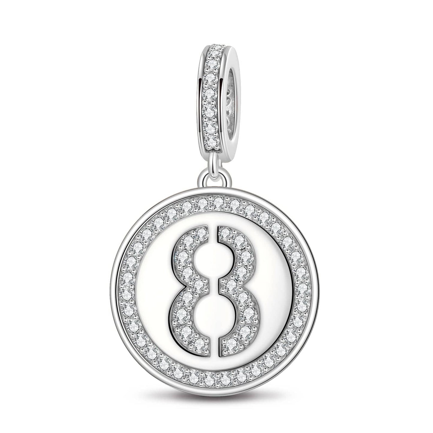 Number Eight Tarnish-resistant Silver Dangle Charms In White Gold Plated