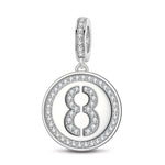 Number Eight Tarnish-resistant Silver Dangle Charms In White Gold Plated