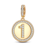 Number One Tarnish-resistant Silver Dangle Charms In 14K Gold Plated