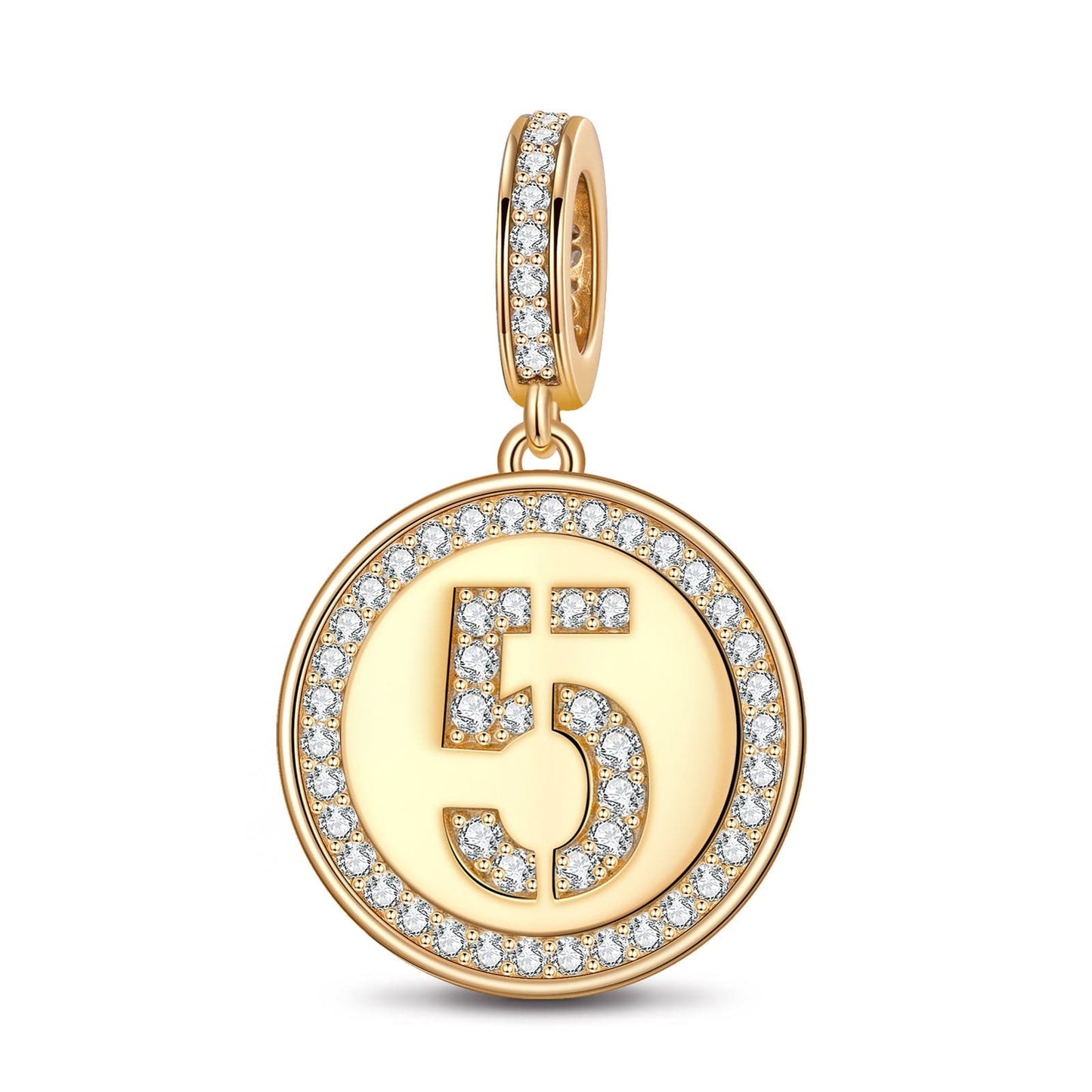 Number Five Tarnish-resistant Silver Dangle Charms In 14K Gold Plated