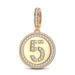 Number Five Tarnish-resistant Silver Dangle Charms In 14K Gold Plated