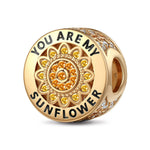 Sunflower Tarnish-resistant Silver Charms In 14K Gold Plated