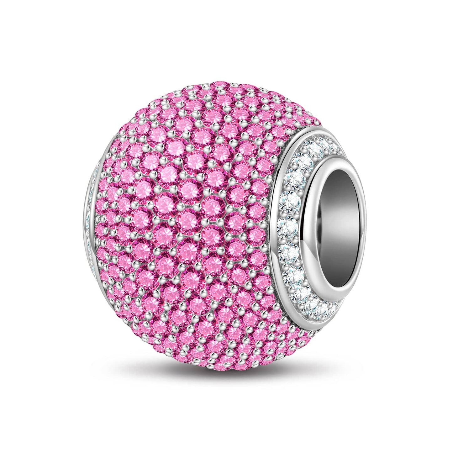 Fuchsia Zirconia Minimalist Tarnish-resistant Silver Charms In White Gold Plated