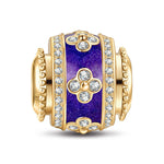 Purple Four-leaf Clover Tarnish-resistant Silver Lucky Charms With Enamel In 14K Gold Plated