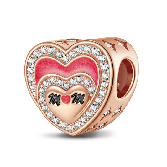 gon- Heart To Heart Tarnish-resistant Silver Charms With Enamel In Rose Gold Plated