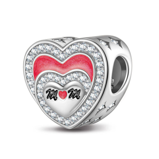 gon- Heart To Heart Tarnish-resistant Silver Charms With Enamel In White Gold Plated