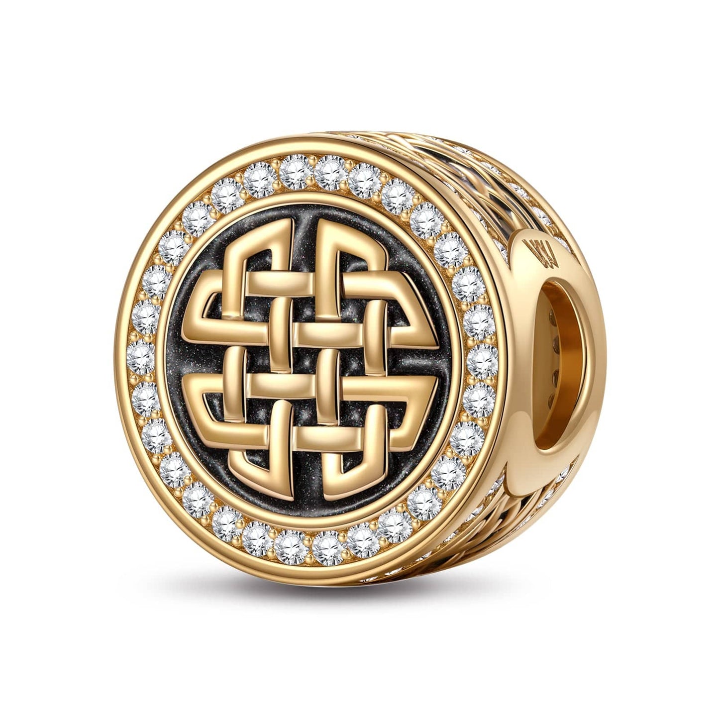 XL Size Interwoven Tarnish-resistant Silver Charms With Enamel In 14K Gold Plated For Men