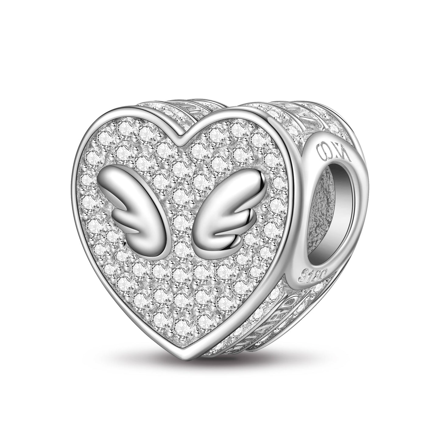 Angel Wings Tarnish-resistant Silver Charms With Enamel in White Gold Plated