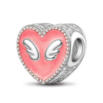 Angel Wings Tarnish-resistant Silver Charms With Enamel in White Gold Plated