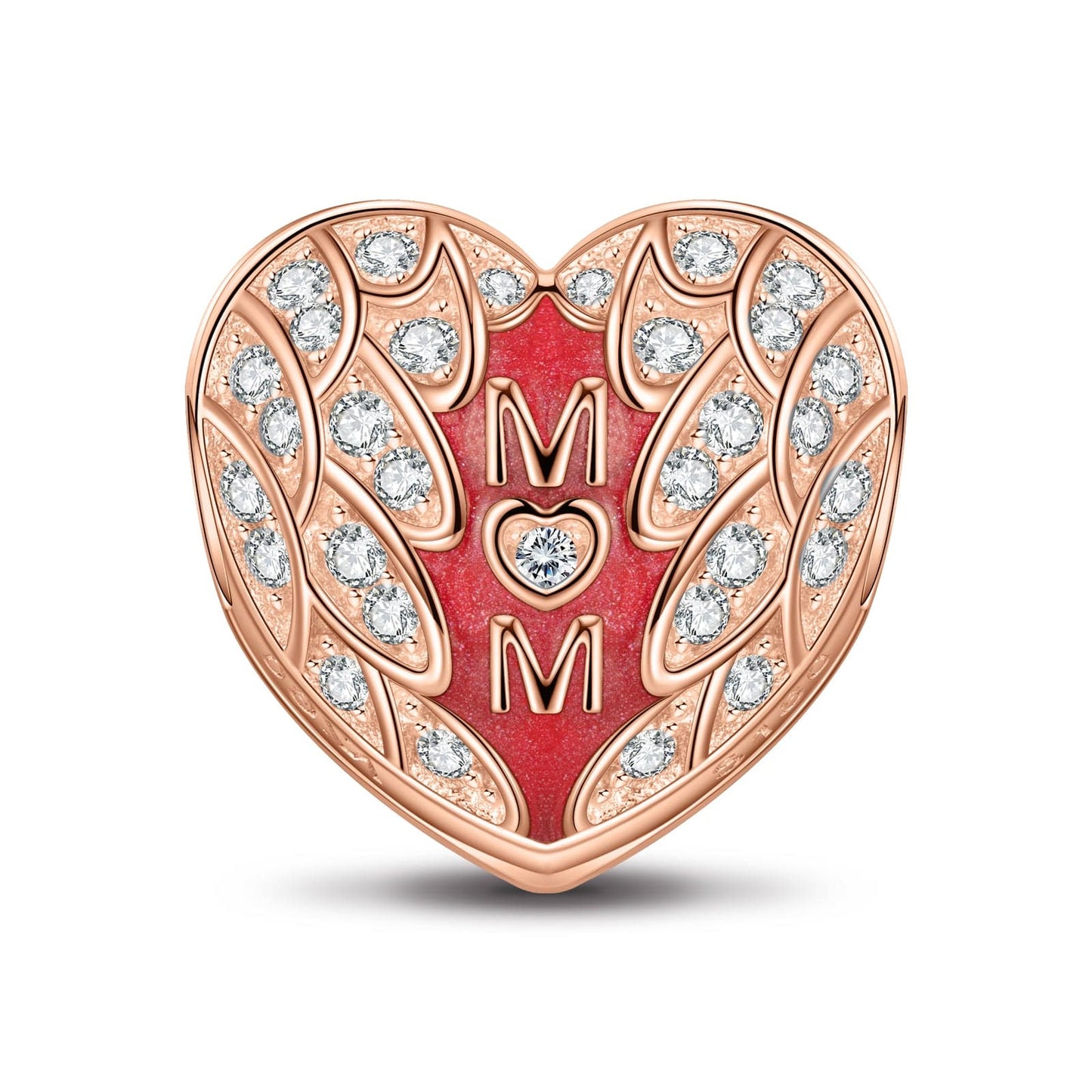 Mother's Love Tarnish-resistant Silver Clips With Enamel In Rose Gold Plated