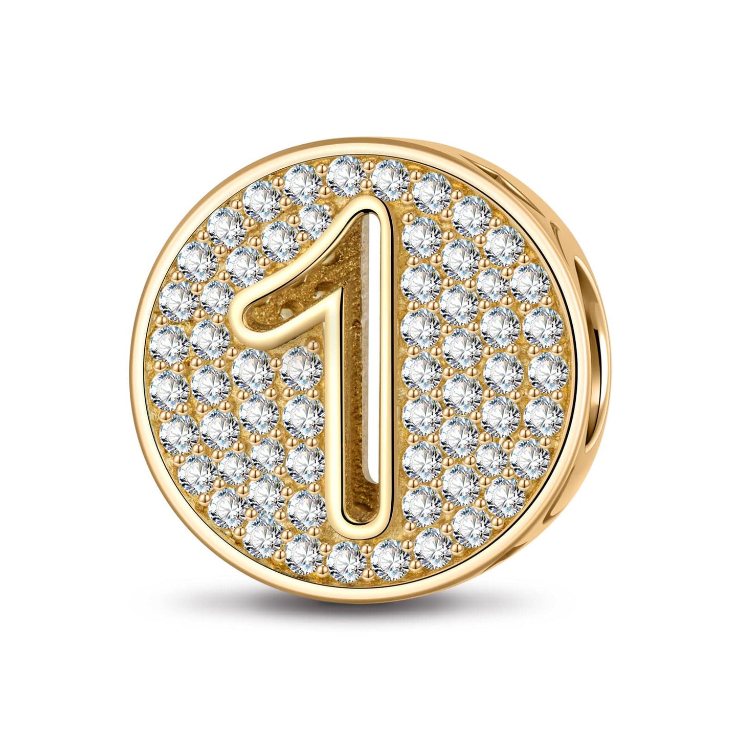 Number One Tarnish-resistant Silver Charms In 14K Gold Plated