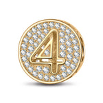 Number Four Tarnish-resistant Silver Charms In 14K Gold Plated