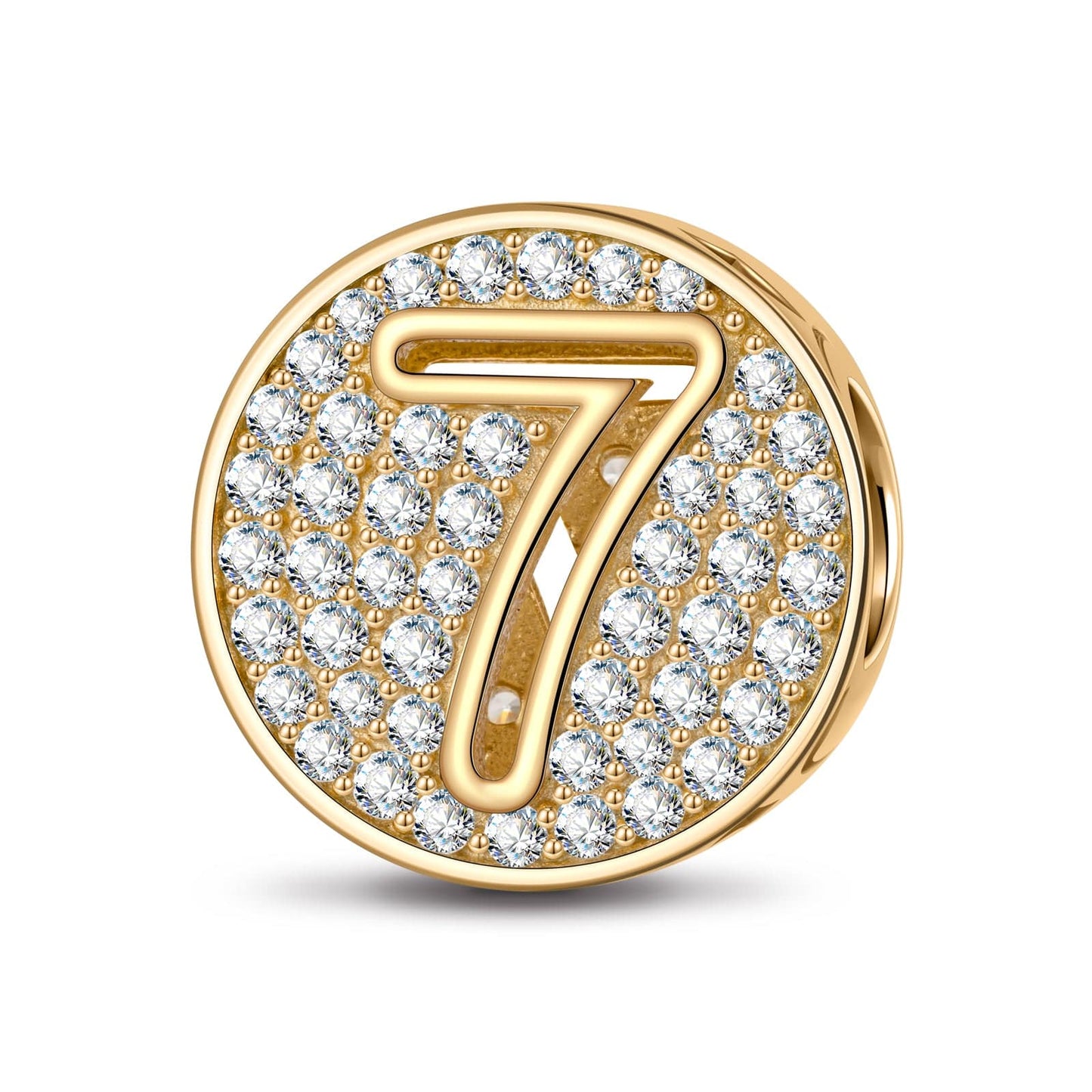 Number Seven Tarnish-resistant Silver Charms In 14K Gold Plated