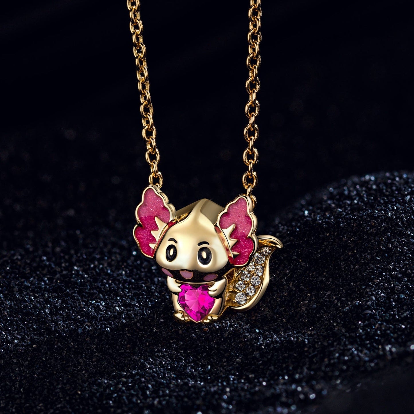 Lovely Axolotl Birthstone Tarnish-resistant Silver Charms With Enamel In 14K Gold Plated - Heartful Hugs Collection