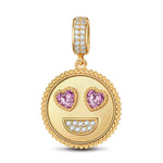 Smiling Face with Heart-Eyes Emoji Tarnish-resistant Silver Charms In 14K Gold Plated