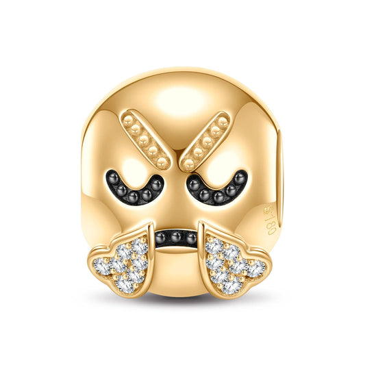 gon- Face with Steam From Nose Emoji Tarnish-resistant Silver Charms In 14K Gold Plated