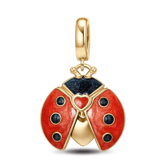 gon- Ladybird Tarnish-resistant Silver Animal Charms With Enamel In 14K Gold Plated