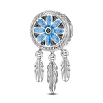 Dreamcatcher XL Size Tarnish-resistant Silver Charms With Enamel In White Gold Plated For Men