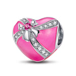 Sterling Silver Barbiecore Romantic Gift Charms With Enamel In White Gold Plated