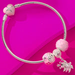 Pink Rattle Tarnish-resistant Silver Charms With Enamel In White Gold Plated