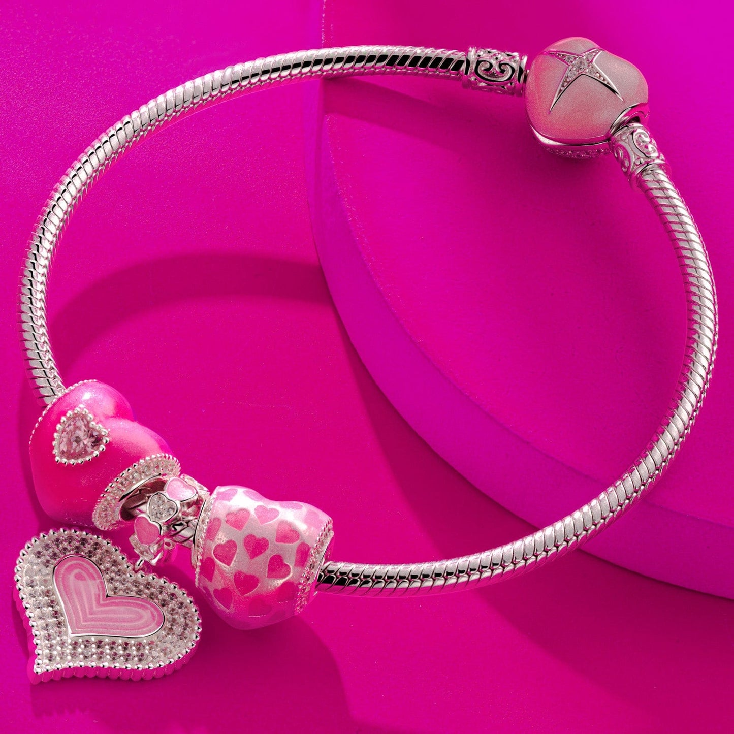 Classic Barbie Love Tarnish-resistant Silver Charms With Enamel In White Gold Plated