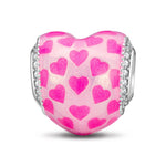 Pink Romantic Love Tarnish-resistant Silver Charms With Enamel In White Gold Plated