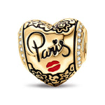 Kiss in Paris Tarnish-resistant Silver Charms With Enamel In 14K Gold Plated