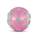 Pink Princess Tarnish-resistant Silver Charms With Enamel In White Gold Plated