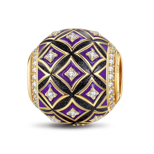 gon- Venetian Diamond Tarnish-resistant Silver Charms With Enamel In 14K Gold Plated