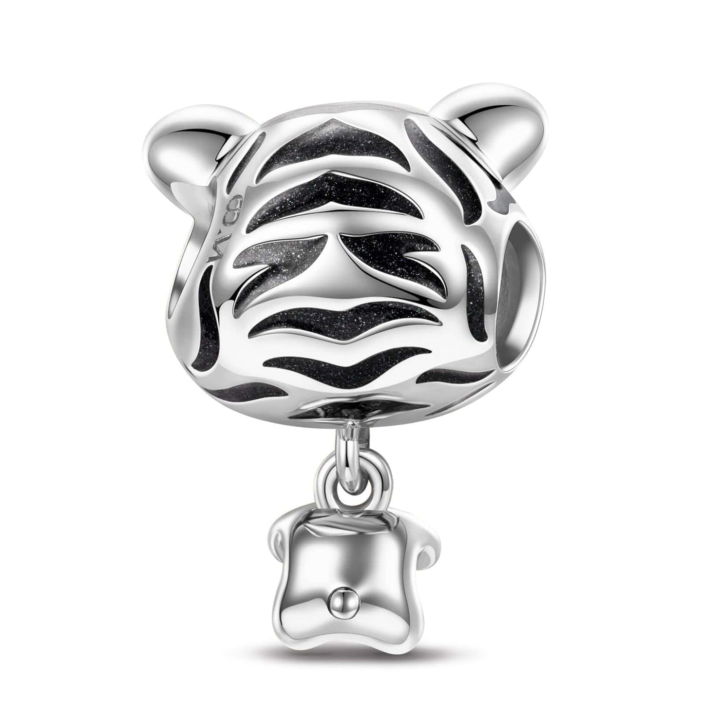 Tiger Baby Tarnish-resistant Silver Animal Charms With Enamel In White Gold Plated - Heartful Hugs Collection