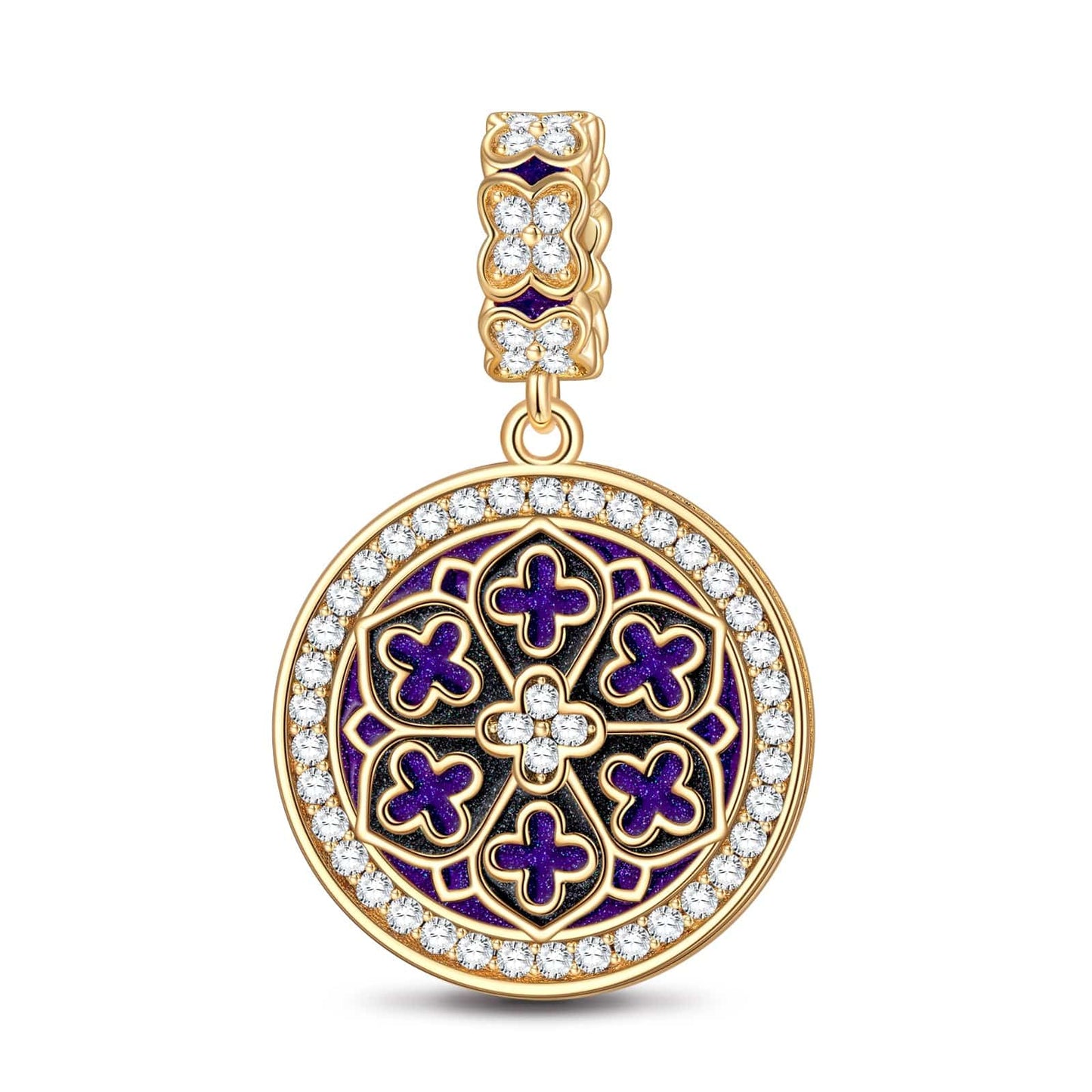 Lucky Clover Tarnish-resistant Silver Charms With Enamel In 14K Gold Plated