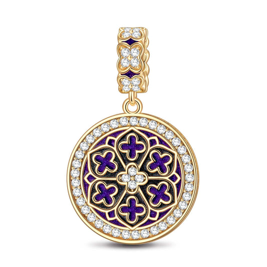 gon- Lucky Clover Tarnish-resistant Silver Charms With Enamel In 14K Gold Plated