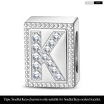 Letter K Tarnish-resistant Silver Rectangular Charms In White Gold Plated