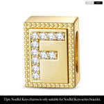 Letter F Tarnish-resistant Silver Rectangular Charms In 14K Gold Plated