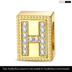 Letter H Tarnish-resistant Silver Rectangular Charms In 14K Gold Plated