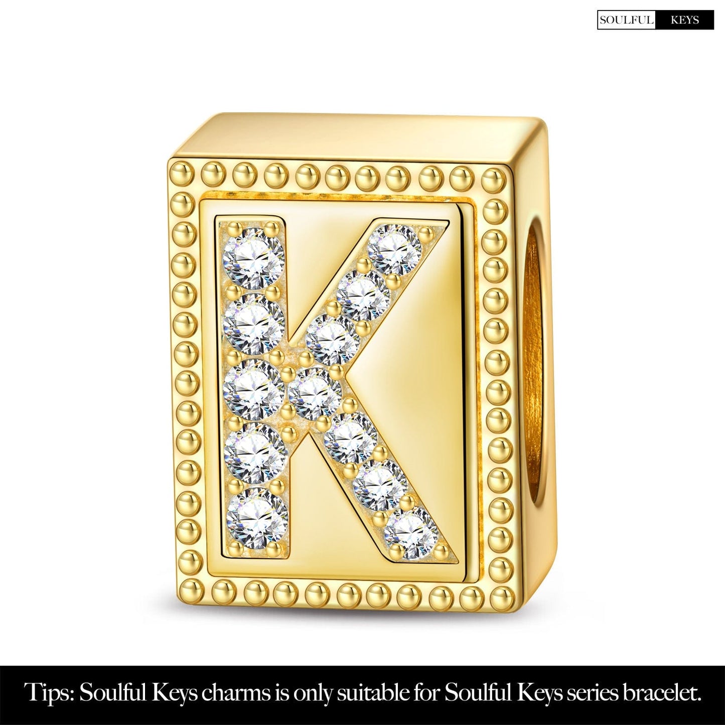 Letter K Tarnish-resistant Silver Rectangular Charms In 14K Gold Plated