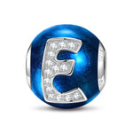 Letter E Tarnish-resistant Silver Charms With Enamel In White Gold Plated